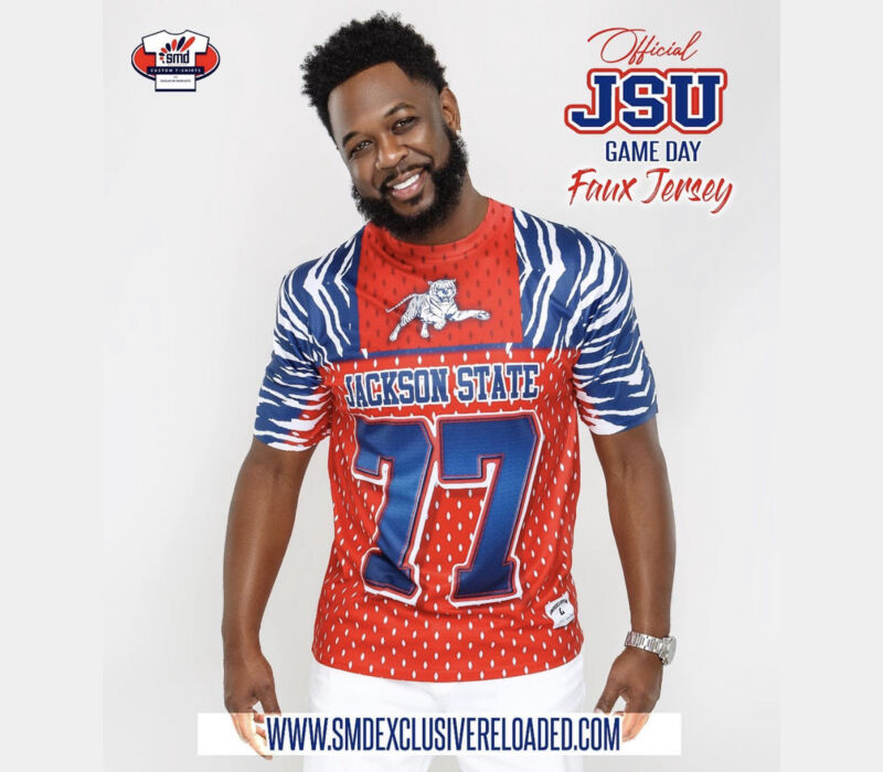 JSU Faux Football Jersey - Red Thumbnail