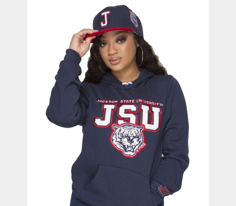 JSU BLOCKSTYLE TIGER HEAD WOOL FUR  EG EDITION - NAVY HOODIE Thumbnail