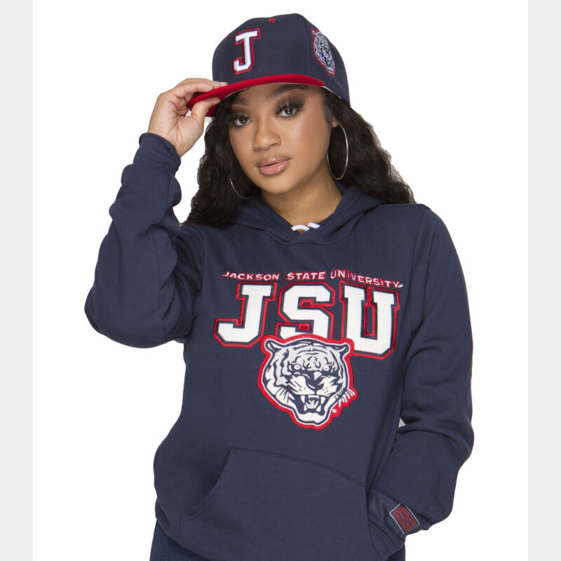 JSU BLOCKSTYLE TIGER HEAD WOOL FUR  EG EDITION - NAVY HOODIE Thumbnail