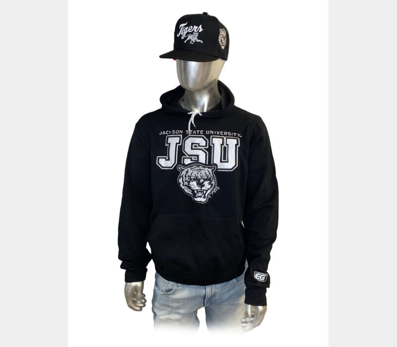 JSU BLOCKSTYLE TIGER HEAD WHITE 3D EMBROIDERED  EG EDITION - BLACK HOODIE Thumbnail