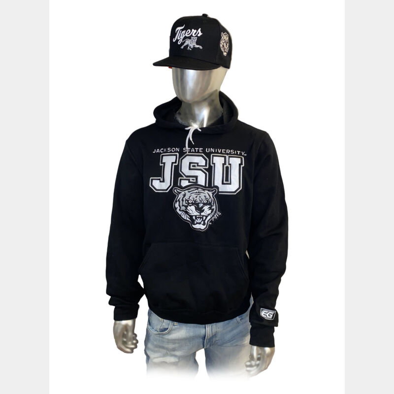 JSU BLOCKSTYLE TIGER HEAD WHITE 3D EMBROIDERED  EG EDITION - BLACK HOODIE Thumbnail