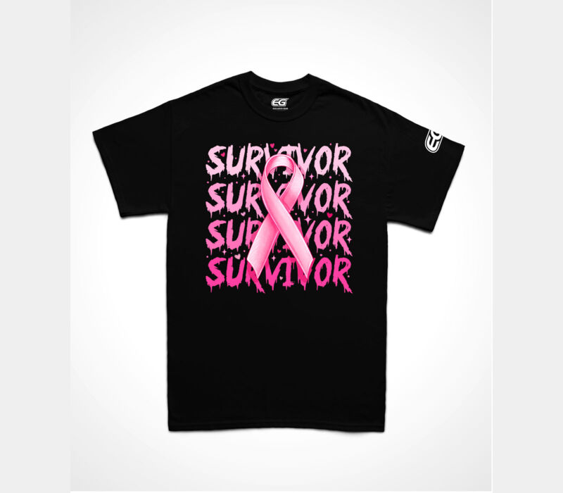 SURVIVOR PINK RIBBON TEE- BLACK Thumbnail