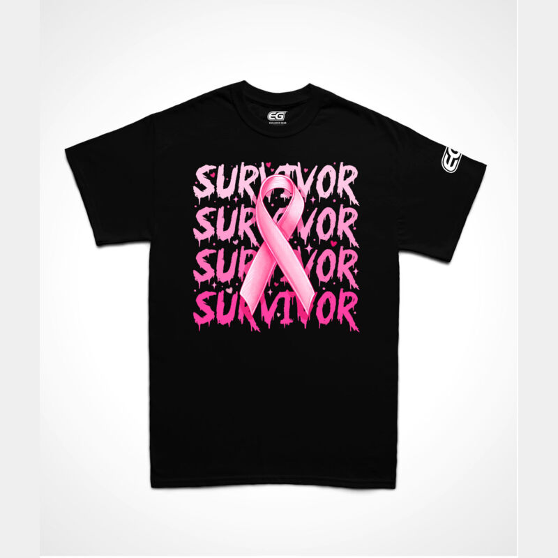 SURVIVOR PINK RIBBON TEE- BLACK Thumbnail