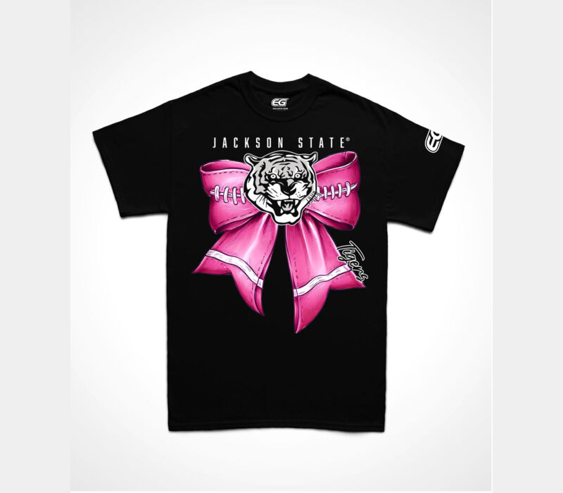 JSU TIGER HEAD PINK RIBBON TEE- BLACK Thumbnail