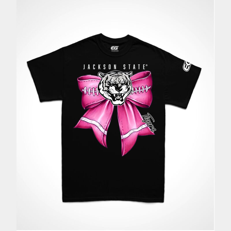 JSU TIGER HEAD PINK RIBBON TEE- BLACK Thumbnail