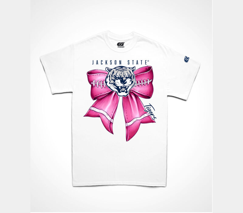 JSU TIGER HEAD PINK RIBBON TEE-WHITE Thumbnail