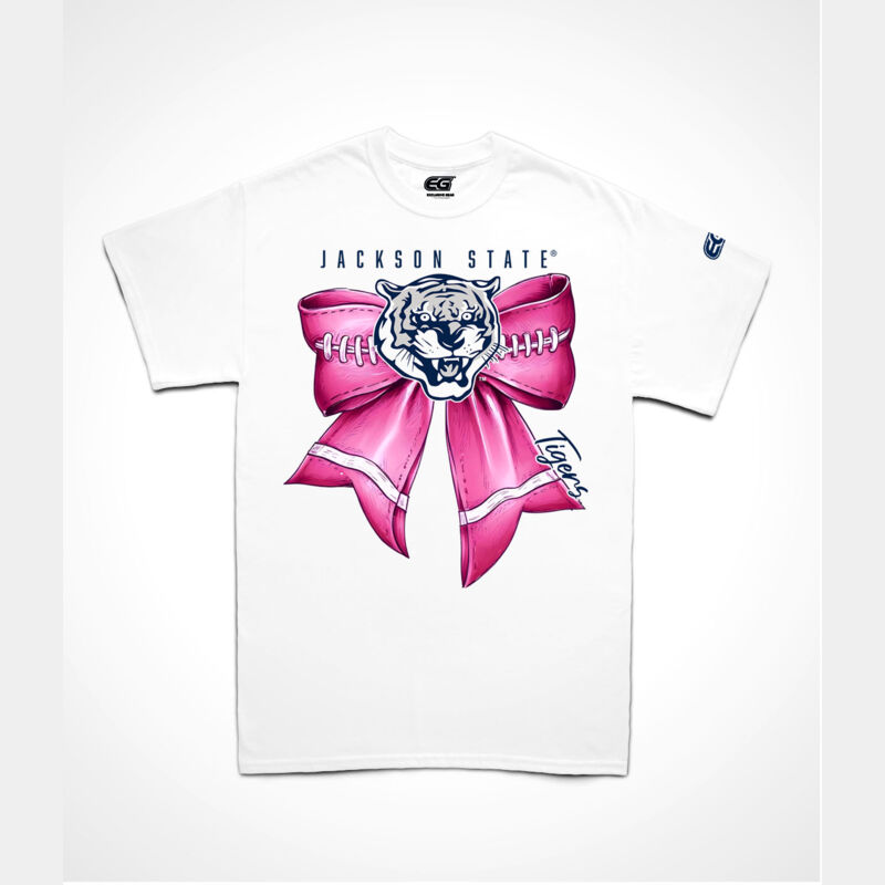 JSU TIGER HEAD PINK RIBBON TEE-WHITE Thumbnail