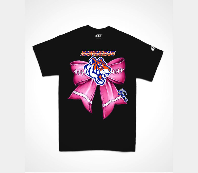 SSU TIGER HEAD PINK RIBBON TEE- BLACK Thumbnail