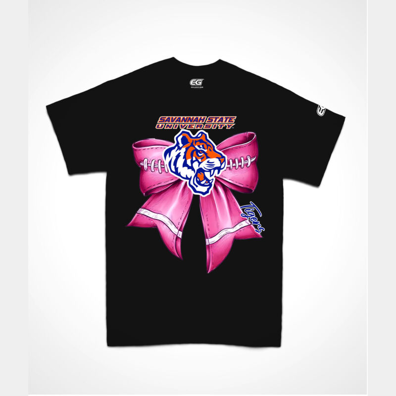 SSU TIGER HEAD PINK RIBBON TEE- BLACK Thumbnail