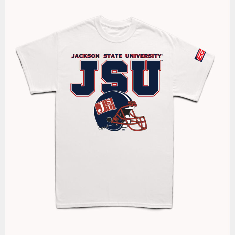 JSU BLOCK HELMET 18 WHITE TEE Thumbnail