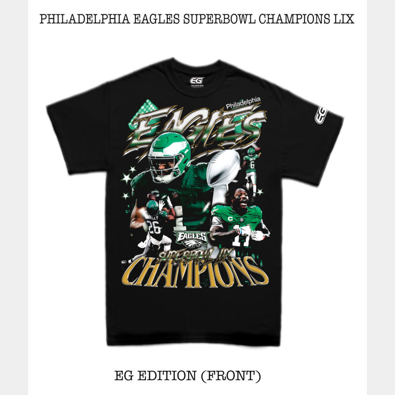 PHILADELPHIA EAGLES SUPERBOWL CHAMPIONS LIX BLACK TEE Thumbnail