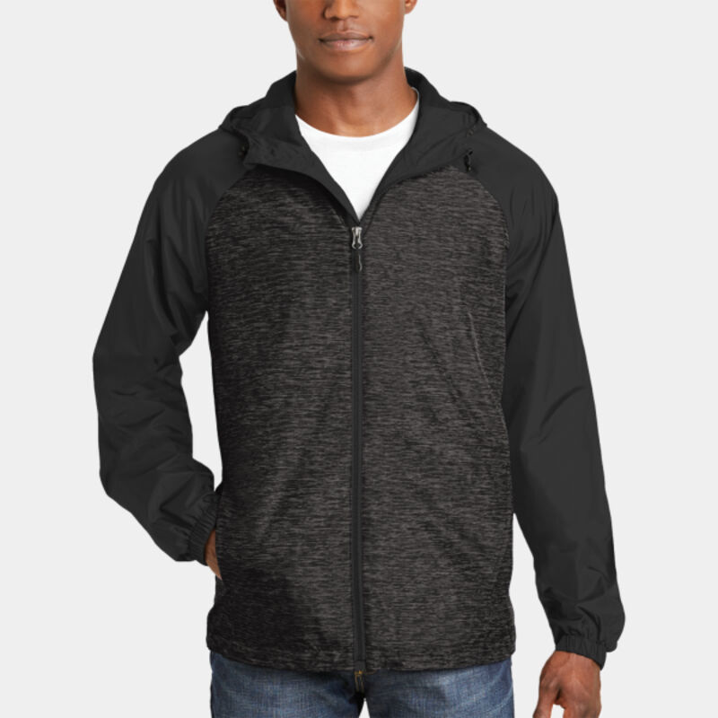 Heather Colorblock Raglan Hooded Wind Jacket Thumbnail